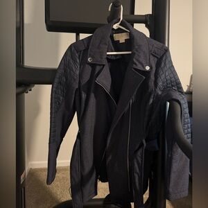 Michael Kors Blue Quilted Trench Coat